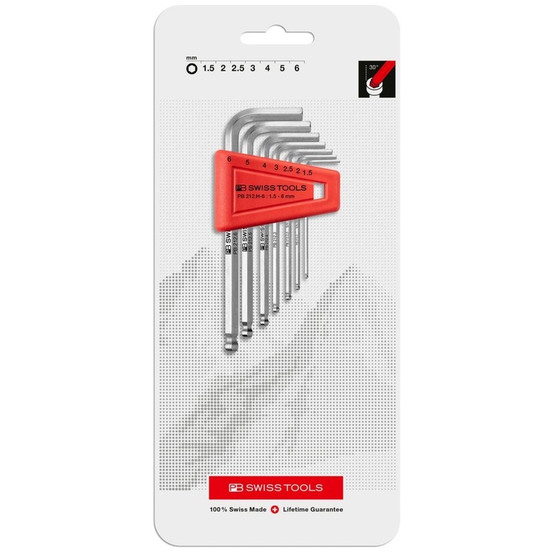 PB Swiss PB 212.H-6 CN Ball Point Hex Key L- Wrench Sets for Hexagon Socket Screws, 7 Pcs