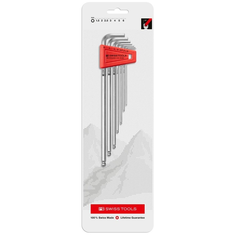 PB Swiss PB 212.LH-6 CN Ball Point Long Hex Key L- Wrench Sets for Hexagon Socket Screws, 7 Pcs