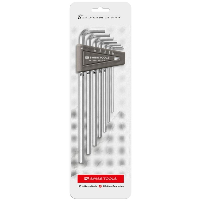 PB Swiss PB 214Z.H CN Hex Key L- Wrench Sets for Hexagon Socket Screws Long, 7 Pcs