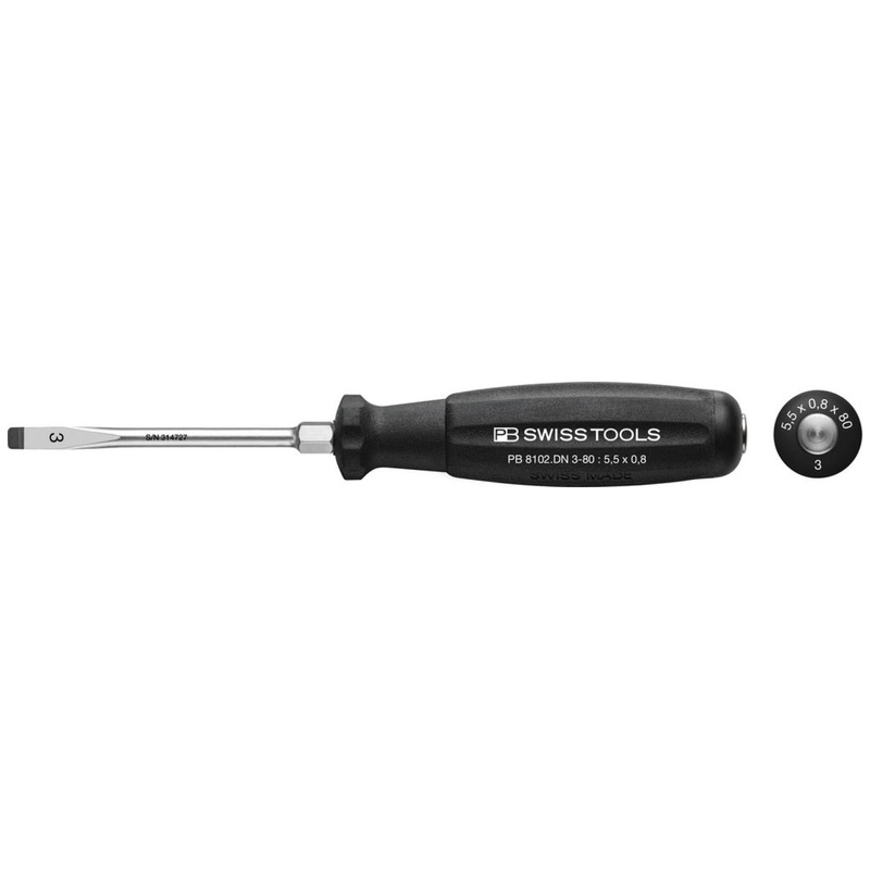 PB Swiss PB 8102.DN 3-80 SwissGrip Screwdrivers, with Hex Wrench for Slotted Screws, SL- 5.5 mm