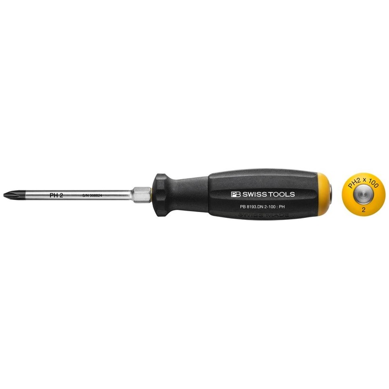 PB Swiss PB 8193.DN 2-100 Swiss Grip Screwdrivers with Hex Wrench for Phillips Screws, PH2 x 100 mm