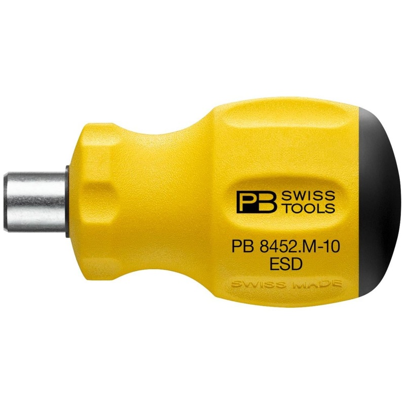 PB Swiss PB 8452.10-10 M ESD Swiss Grip Stubby Bit Holder with Magnet, L - 65 mm