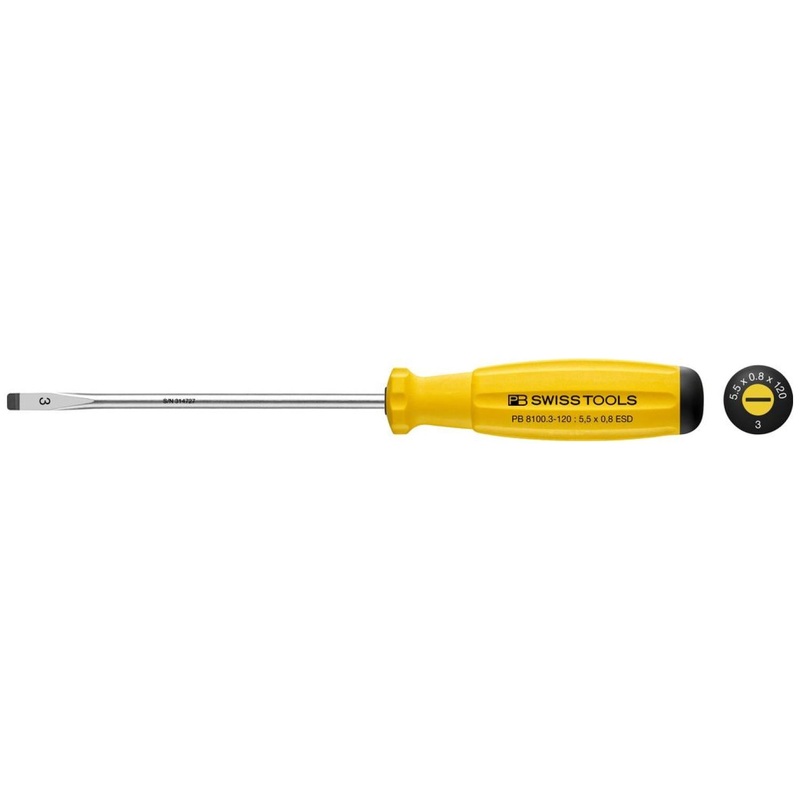 PB Swiss Tools PB 8100.3-120 ESD SwissGrip Screwdriver Slotted ESD - SL3