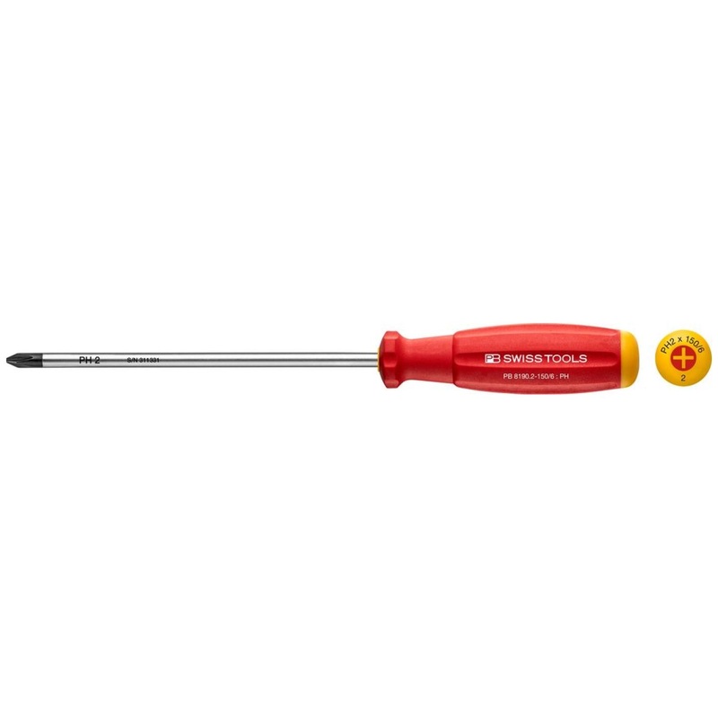 PB Swiss Tools PB 8190.2-150/6 Phillips SwissGrip Screwdrivers, PH2 x 150mm