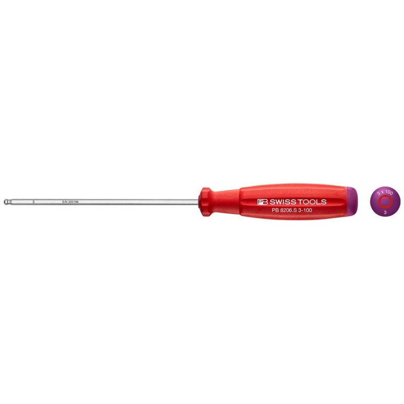 PB Swiss Tools PB 8206.S3-100 SwissGrip Screwdrivers With Ball Point, Hex 3 mm