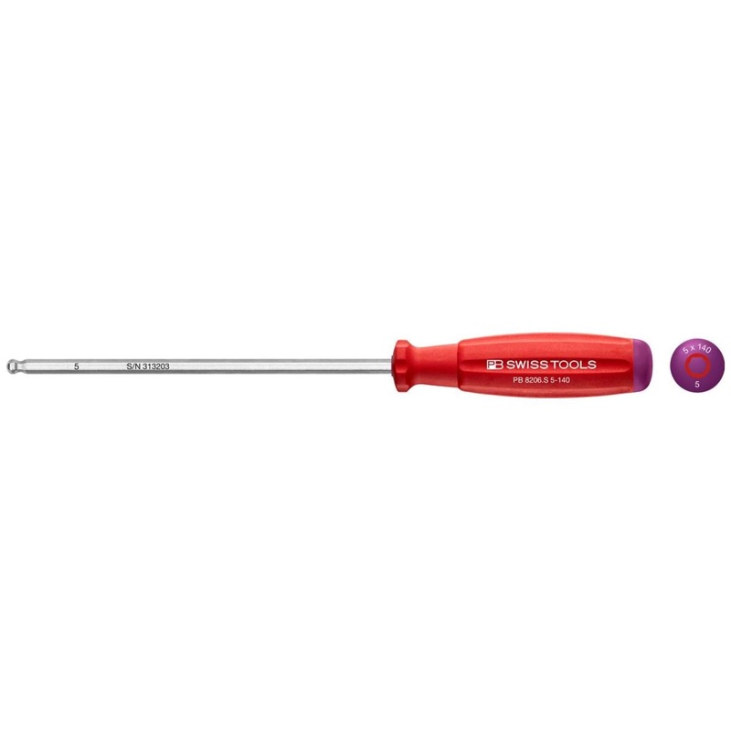 PB Swiss Tools PB 8206.S5-140 SwissGrip Screwdrivers with Ball Point, Hex, 5 x 140mm