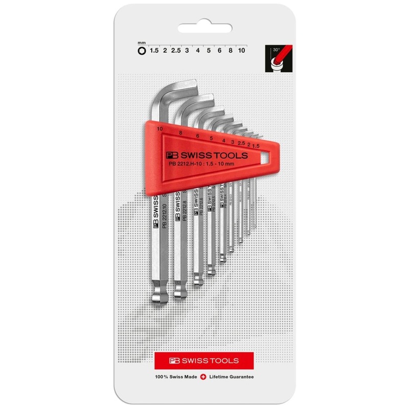PB Swiss PB 2212.H-10 CN Ballpoint Hex Key L- Wrenches Long, Set in Practical Plastic Holder 9 Pcs