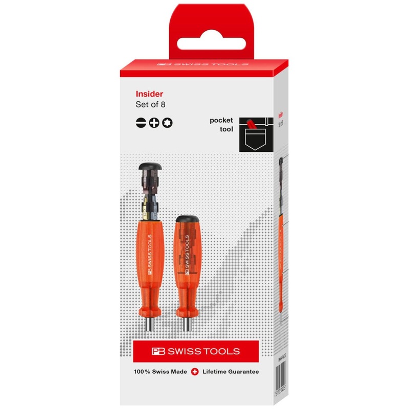 PB Swiss PB 6464.Red CBB Bit Holding Screwdriver with Magazine, Slotted, Phillips, TORX, 9 Pcs