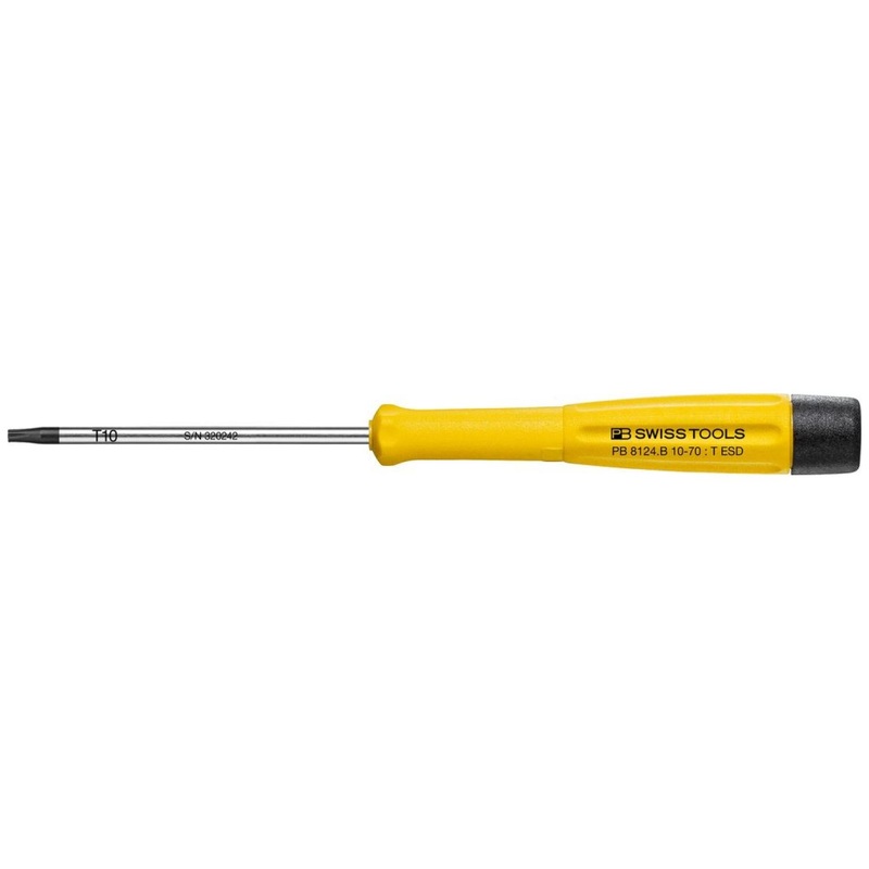 PB Swiss PB 8124.B 10-70 ESD ESD Electronics Screwdriver for TORX Screws T10, L - 163 mm