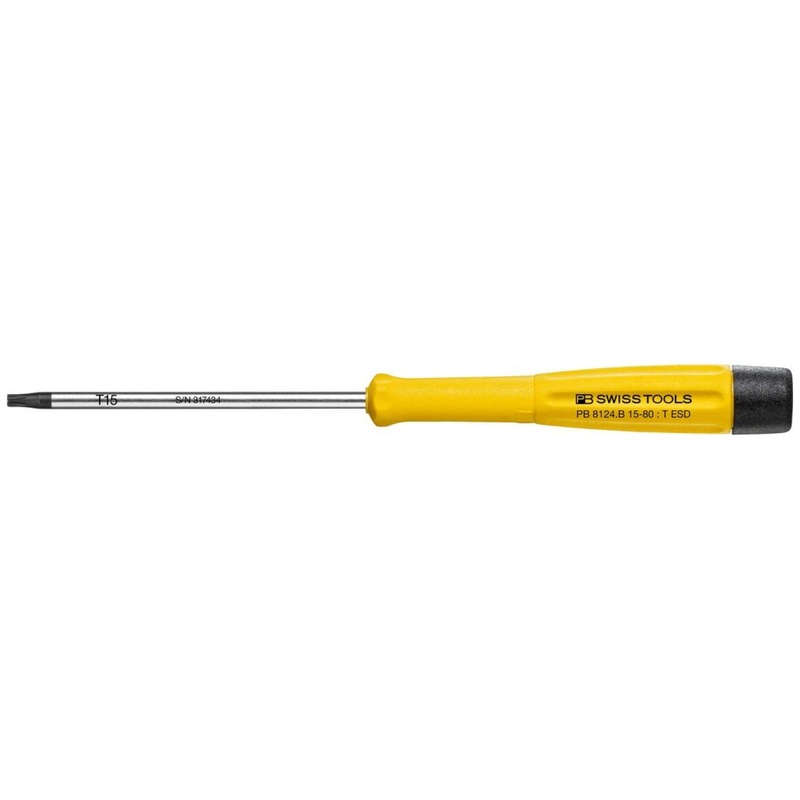 PB Swiss PB 8124.B 15-80 ESD ESD Electronics Screwdriver for TORX Screws T15, L - 173 mm