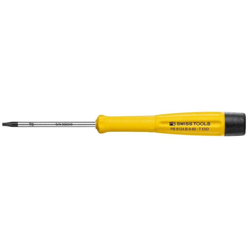 PB Swiss  PB 8124.B 9-60 ESD ESD Electronics Screwdriver for TORX Screws T9, L - 153 mm