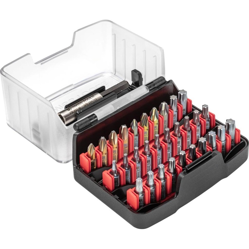 PB Swiss PB C6.995 Screwdriver Bit Set Phillips, PoziDriv, TORX C6 1/4 Inch in Bit Box 31-Pcs