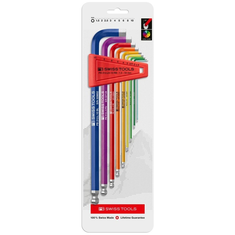 PB Swiss Tools PB 212.LH-10 RB CN Rainbow Ball End Hex Set, 1.5 - 10 mm, 9 Pc.