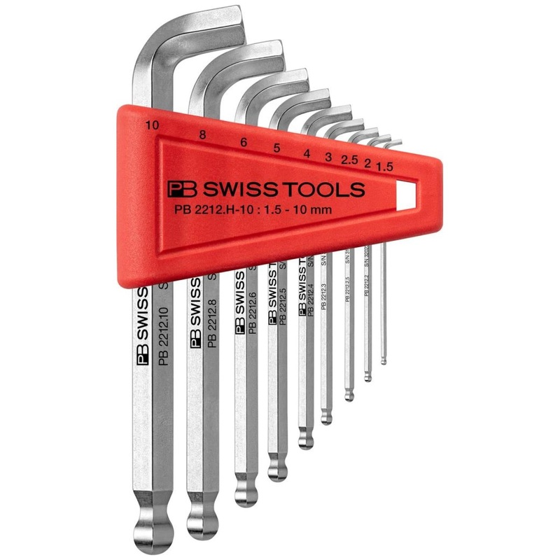 PB Swiss Tools PB 2212.H-10 Hex key wrench set with ball head, 9-Pieces