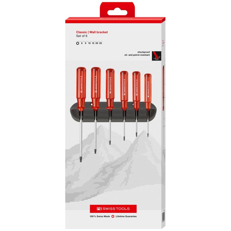 PB Swiss Tools PB 440.CBB Classic Screwdriver Set, Torx, 6 pcs w/ Wall Mount