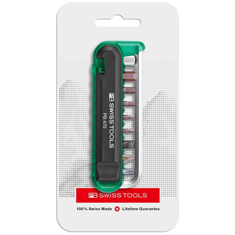 PB Swiss Tools PB 470.Green CN BikeTool: Pocket Tool With 9 Screwdriving Tools