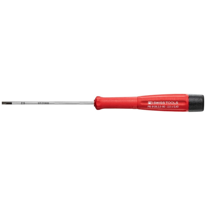 PB Swiss Tools PB 8128.2,5-80 Electronics Screwdriver for Slotted Screws, Precision 2.5 x 80 mm