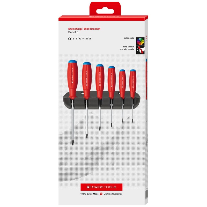 PB Swiss Tools PB 8440.CBB SwissGrip Screwdriver Set, TORX, 6 pcs w/ Wall Mount