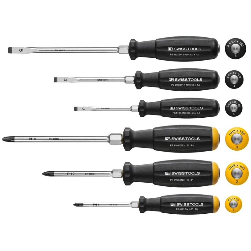 PB Swiss PB 8249 DN SwissGrip Screwdriver Set, Slotted & Phillips, 6 pcs