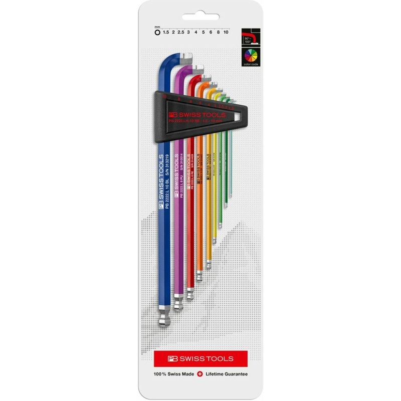 PB Swiss Tools PB 2222.LH-10 RB CN RainBow 90100 key L-Wrenches, Set, Hex 1.5-10 mm