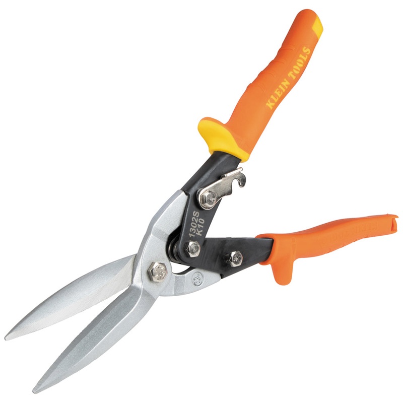 Klein Tools 1302S Long Cut Aviation Snips, Straight