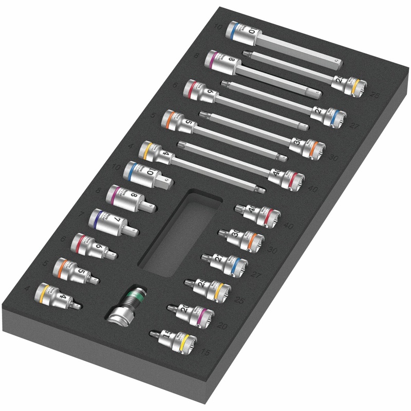Wera 9723 Foam Insert Zyklop B 3/8" Bit Socket Set 1, 22 Pc.