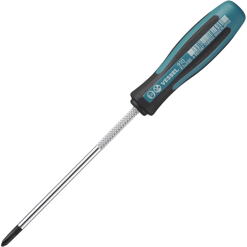 Vessel Tools 910P1100 MEGADORA Thin Shank Screwdriver No.910, Phillips #1
