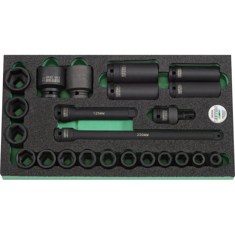 Heyco 00983630036 Metric Impact 1/2" Drive Socket Set, 23 Pieces