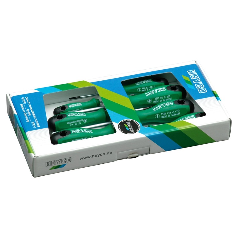 Heyco 04564000080 Pozidriv & Slotted Screwdriver Set, 7 Pieces