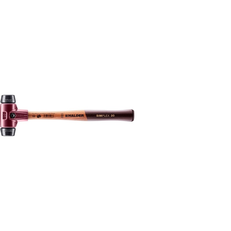 Halder 3002.030 Simplex Mallet with Black Rubber Inserts, Cast Iron Housing and Wood Handle