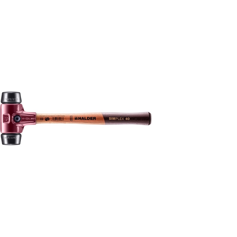 Halder 3002.040 Simplex Mallet with Black Rubber Inserts, Cast Iron Housing and Wood Handle