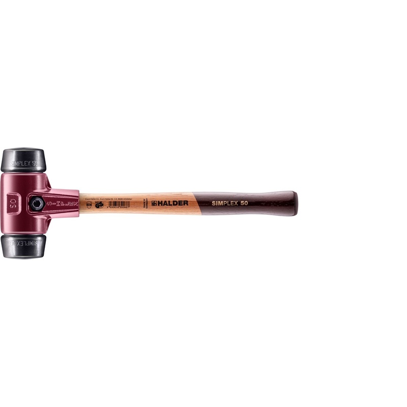 Halder 3002.050 Simplex Mallet with Black Rubber Inserts, Cast Iron Housing and Wood Handle