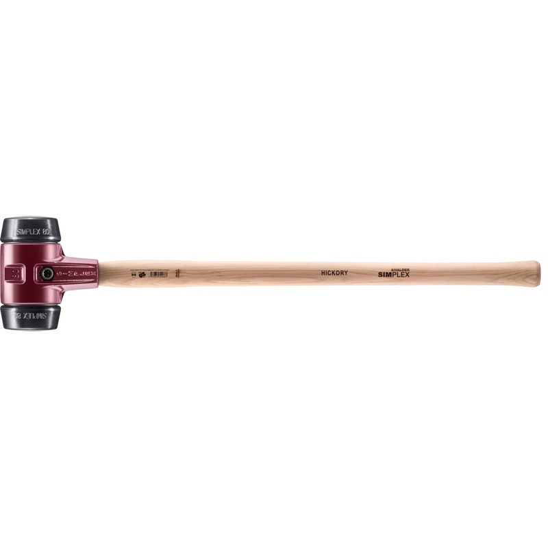 Halder 3002.081 Simplex Sledgehammer with Black Rubber Inserts, Cast Iron Housing and Hickory Handle