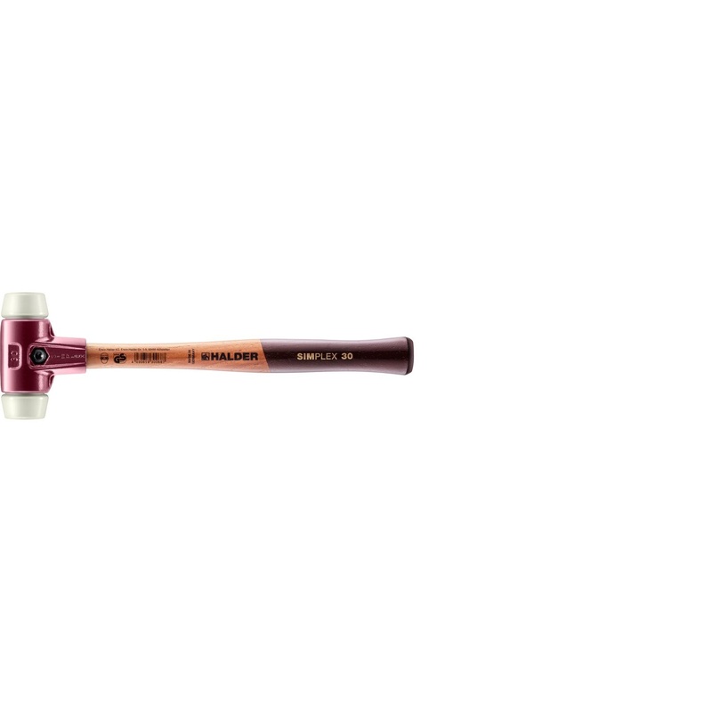 Halder 3008.030 Simplex Mallet with Nylon Inserts, Cast Iron Housing and Wood Handle