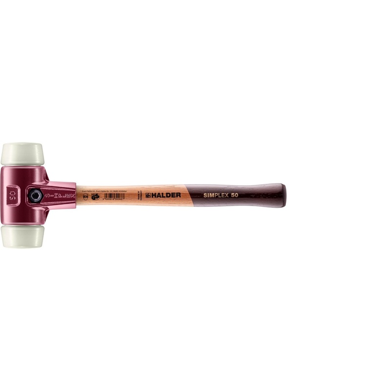 Halder 3008.050 Simplex Mallet with Nylon Inserts, Cast Iron Housing and Wood Handle