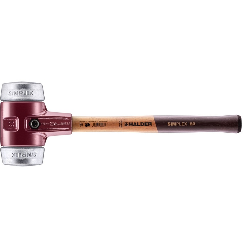 Halder 3009.080 Simplex Mallet with Aluminum Inserts, Cast Iron Housing and Wood Handle
