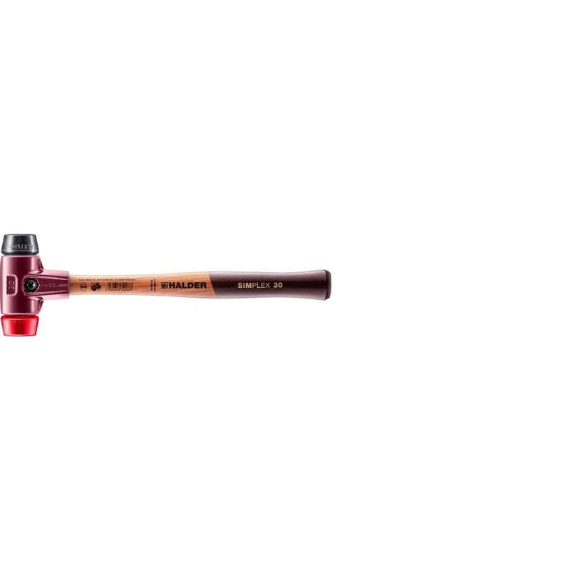Halder 3026.030 Simplex Mallet with Black Rubber and Red Plastic Inserts  / Cast Iron Housing and Wood Handle