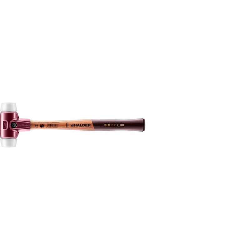 Halder 3007.030 Simplex Mallet with Superplastic Inserts Cast Iron Housing and Wood Handle