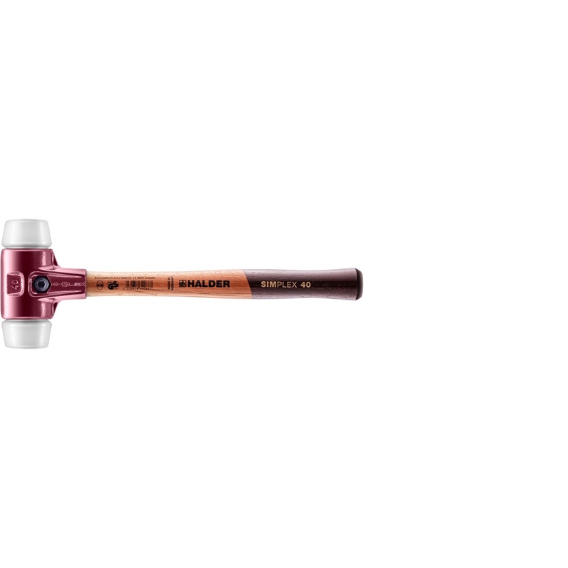 Halder 3007.040 Simplex Mallet with Superplastic Inserts Cast Iron Housing and Wood Handle