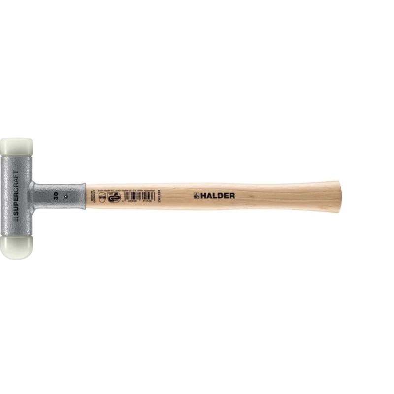 Halder 3366.240 Supercraft Dead Blow, Non-Rebounding Hammer with Nylon Face Inserts Steel Housing and Hickory Handle