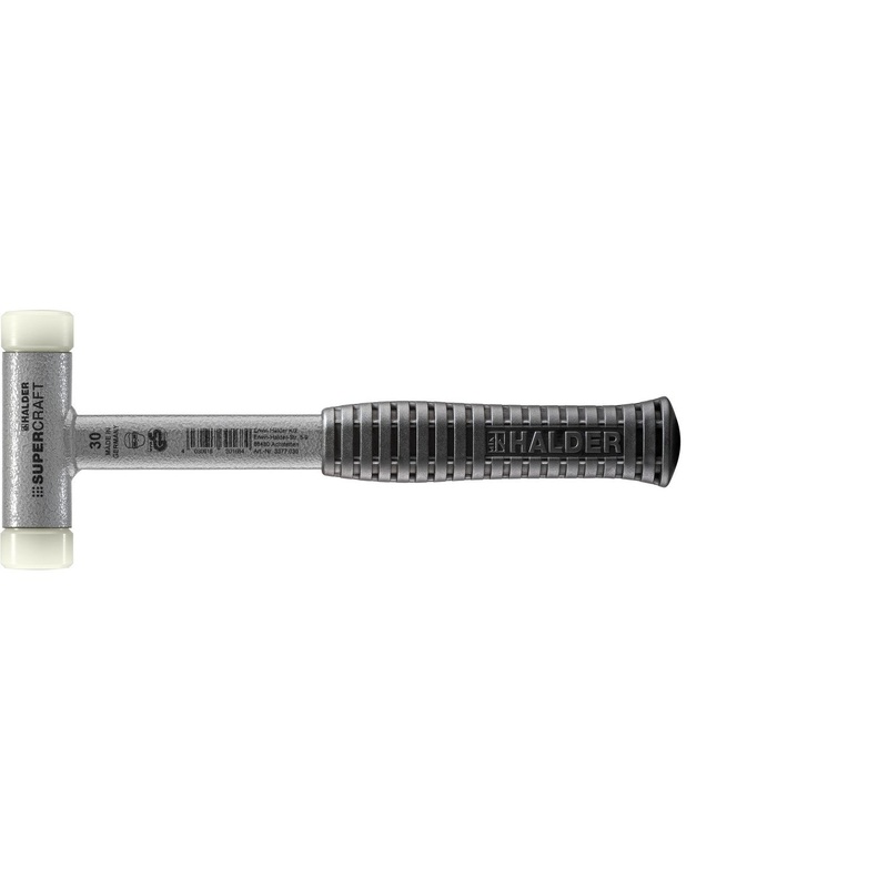 Halder 3377.030 Supercraft Dead Blow, Non-Rebounding Hammer with Nylon Face Inserts Steel Housing and Steel Handle with Rubber Grip