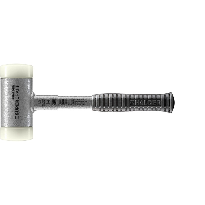 Halder 3377.060 Supercraft Dead Blow, Non-Rebounding Hammer with Nylon Face Inserts Steel Housing and Steel Handle with Rubber Grip