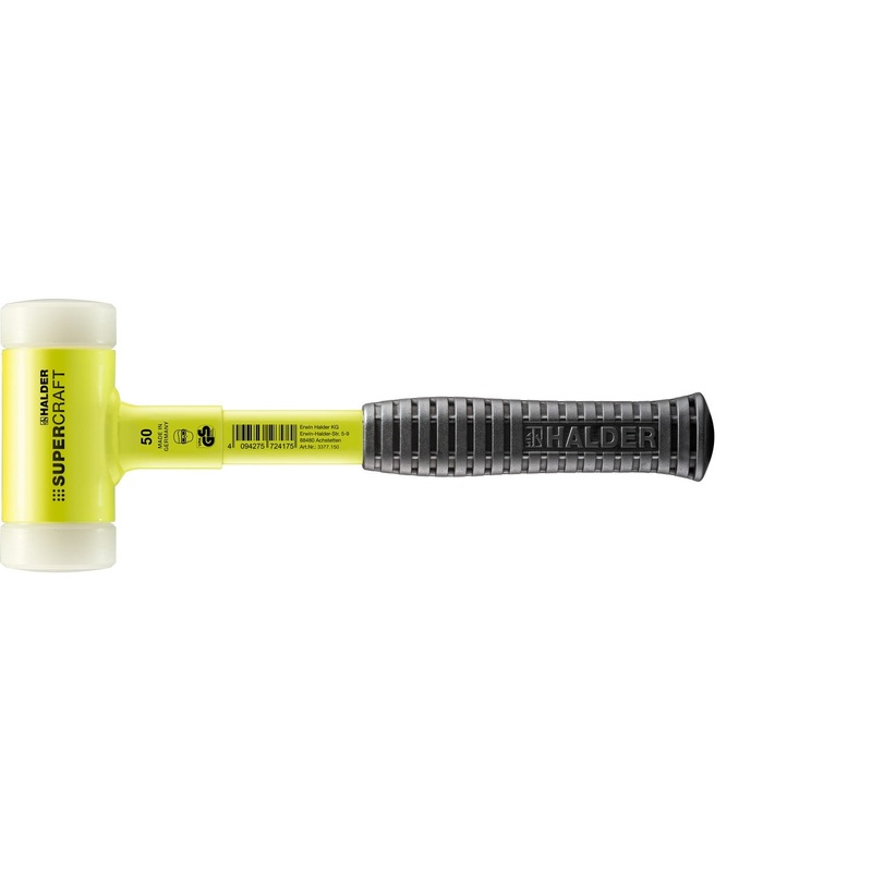 Halder 3377.150 Supercraft HI-VIZ Dead Blow, Non-Rebounding Hammer with Nylon Face Inserts Steel Housing and Steel Handle with Rubber Grip