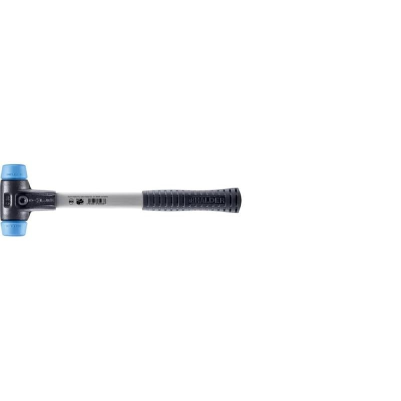 Halder 3701.030 Simplex Mallet with Soft Blue Rubber Inserts, Non-Marring Heavy Duty Reinforced Housing and Fiberglass Handle