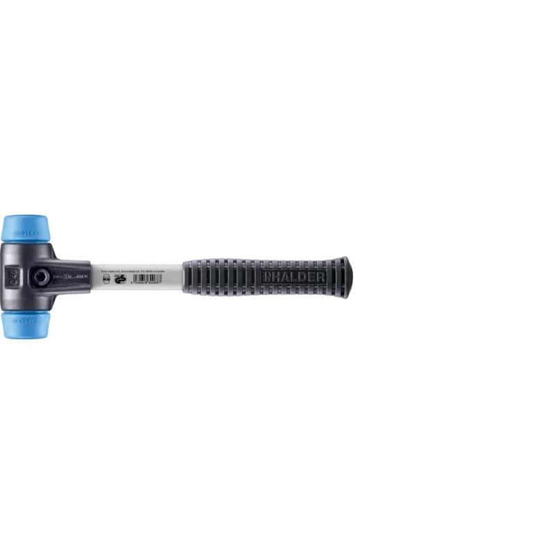 Halder 3701.040 Simplex Mallet with Soft Blue Rubber Inserts, Non-Marring Heavy Duty Reinforced Housing and Fiberglass Handle