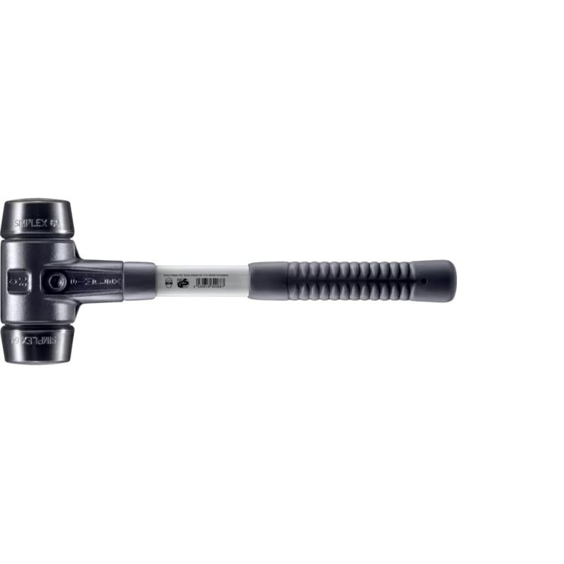 Halder 3702.060 Simplex 4 lb. Soft-Face Mallet with Black Rubber Inserts on Both Sides, Reinforced Cast Iron Housing, and Fiberglass Handle