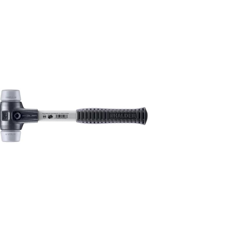 Halder 3703.040 Simplex Mallet with Grey Rubber Inserts, Non-Marring / Heavy Duty Reinforced Housing and Fiberglass Handle